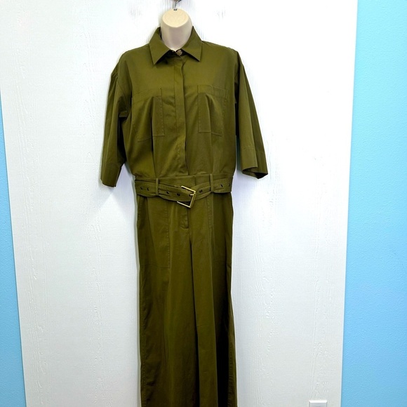 Michael Kors - Utility Army Green Stretch Organic Cotton Jumpsuit Size Small - Picture 5 of 13